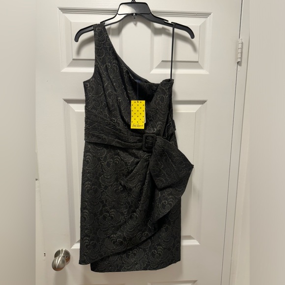black lace dress one shoulder - Picture 1 of 3
